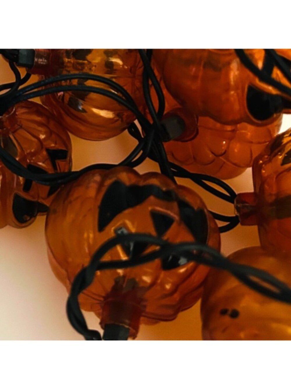Halloween Pumpkin String Lights 6 Ft Clear Orange Plastic Jack O Lantern Decor - Picture 9 of 10